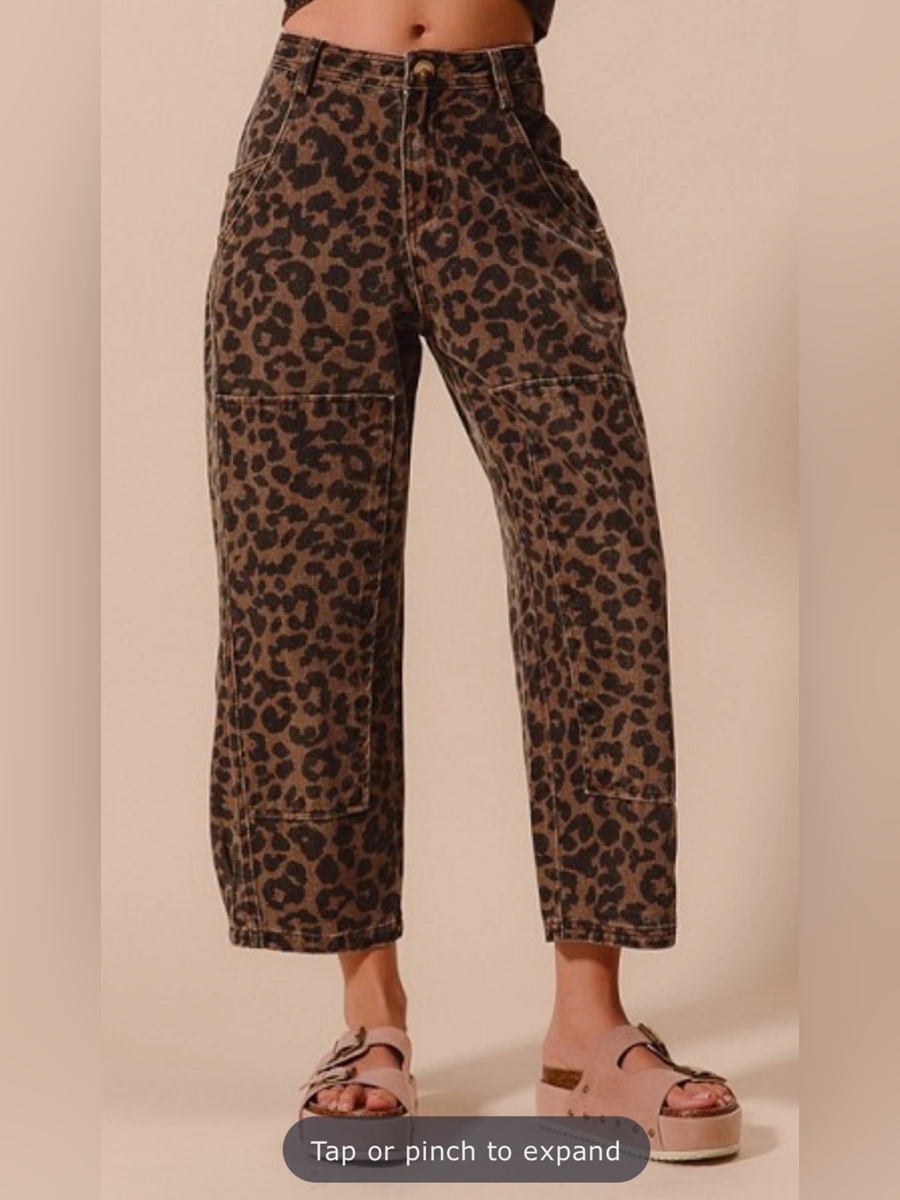 Leopard Print barrel taper Leg Pants - Brown/Black